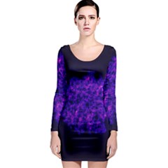 Queen Annes Lace In Blue And Purple Long Sleeve Bodycon Dress by okhismakingart