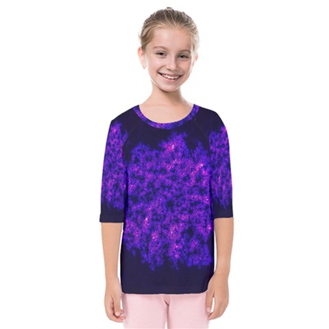 Queen Annes Lace In Blue And Purple Kids  Quarter Sleeve Raglan Tee by okhismakingart