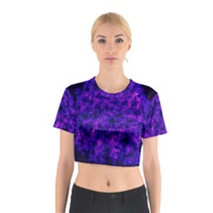 Queen Annes Lace In Blue And Purple Cotton Crop Top by okhismakingart