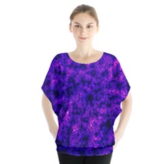 Queen Annes Lace In Blue And Purple Batwing Chiffon Blouse