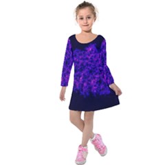 Queen Annes Lace In Blue And Purple Kids  Long Sleeve Velvet Dress by okhismakingart