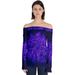 Queen Annes Lace In Blue And Purple Off Shoulder Long Sleeve Top by okhismakingart