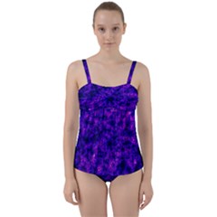 Queen Annes Lace In Blue And Purple Twist Front Tankini Set by okhismakingart