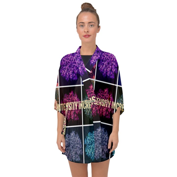 Floral Intensity Increases  Half Sleeve Chiffon Kimono