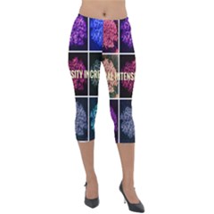 Floral Intensity Increases  Lightweight Velour Capri Leggings  by okhismakingart