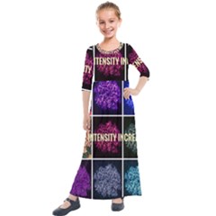 Floral Intensity Increases  Kids  Quarter Sleeve Maxi Dress by okhismakingart