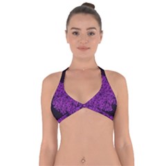 Queen Annes Lace In Purple Halter Neck Bikini Top by okhismakingart