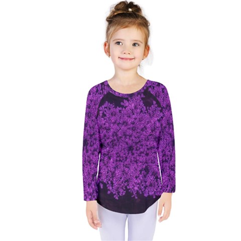 Queen Annes Lace In Purple Kids  Long Sleeve Tee by okhismakingart