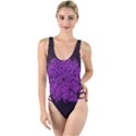 Queen Annes Lace in Purple High Leg Strappy Swimsuit View1