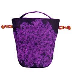 Queen Annes Lace In Purple Drawstring Bucket Bag by okhismakingart