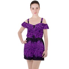 Queen Annes Lace In Purple Ruffle Cut Out Chiffon Playsuit by okhismakingart