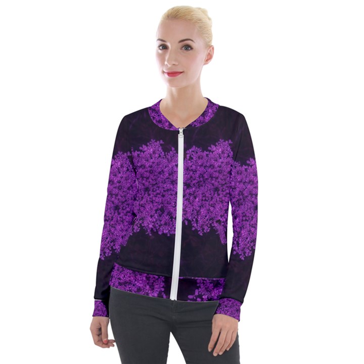 Queen Annes Lace in Purple Velour Zip Up Jacket