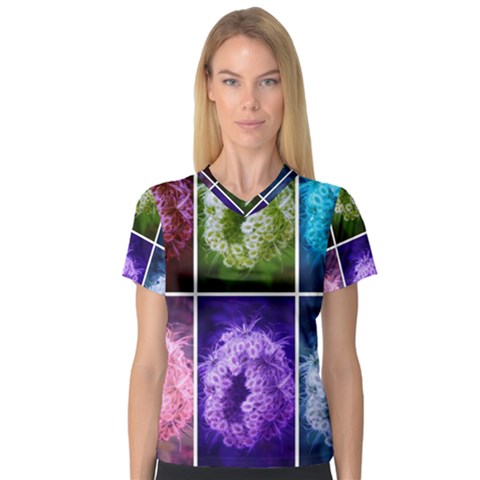 Closing Queen Annes Lace Collage (horizontal) V-neck Sport Mesh Tee by okhismakingart