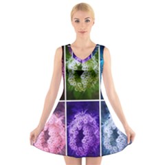 Closing Queen Annes Lace Collage (horizontal) V-neck Sleeveless Dress by okhismakingart