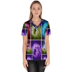 Closing Queen Annes Lace Collage (horizontal) Women s V-neck Scrub Top by okhismakingart