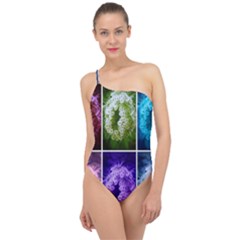 Closing Queen Annes Lace Collage (horizontal) Classic One Shoulder Swimsuit by okhismakingart