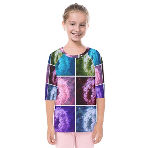 Closing Queen Annes Lace Collage (vertical) Kids  Quarter Sleeve Raglan Tee by okhismakingart