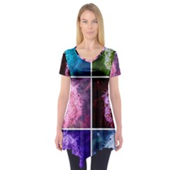 Closing Queen Annes Lace Collage (vertical) Short Sleeve Tunic  by okhismakingart