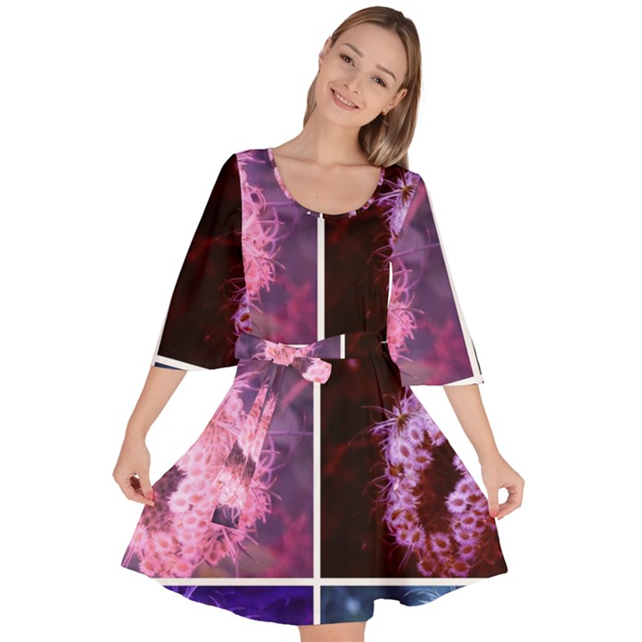 Closing Queen Annes Lace Collage (Vertical) Velour Kimono Dress