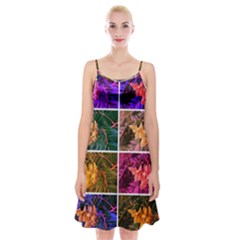 Sideways Sumac Collage Spaghetti Strap Velvet Dress by okhismakingart