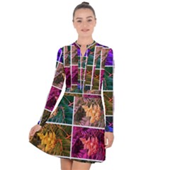 Sideways Sumac Collage Long Sleeve Panel Dress by okhismakingart