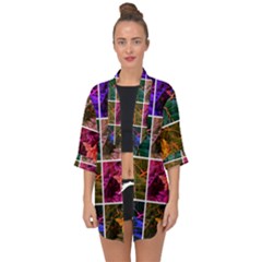 Sideways Sumac Collage Open Front Chiffon Kimono by okhismakingart