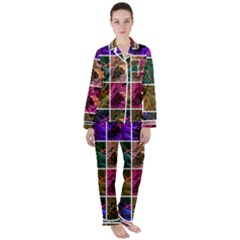 Sideways Sumac Collage Satin Long Sleeve Pyjamas Set by okhismakingart