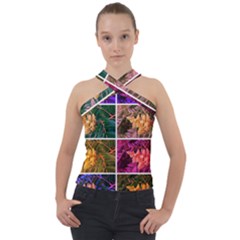 Sideways Sumac Collage Cross Neck Velour Top by okhismakingart