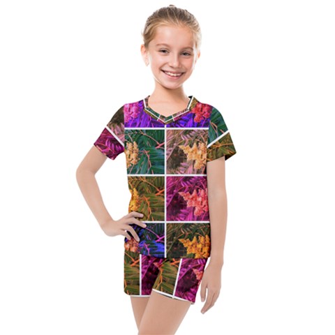 Sideways Sumac Collage Kids  Mesh Tee And Shorts Set by okhismakingart