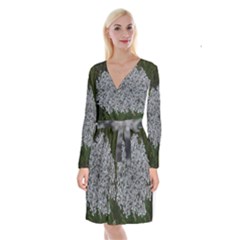 Queen Annes Lace Original Long Sleeve Velvet Front Wrap Dress by okhismakingart