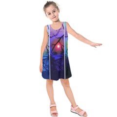 Moon And Locust Tree Collage Kids  Sleeveless Dress by okhismakingart