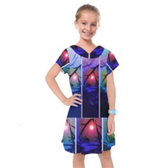 Moon And Locust Tree Collage Kids  Drop Waist Dress by okhismakingart