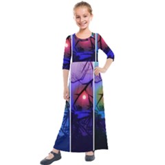 Moon And Locust Tree Collage Kids  Quarter Sleeve Maxi Dress by okhismakingart