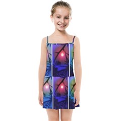 Moon And Locust Tree Collage Kids  Summer Sun Dress by okhismakingart