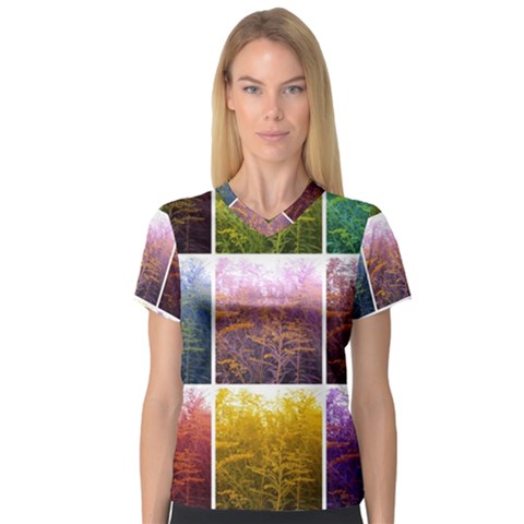 Goldenrod Collage V-neck Sport Mesh Tee by okhismakingart