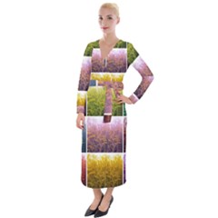 Goldenrod Collage Velvet Maxi Wrap Dress by okhismakingart