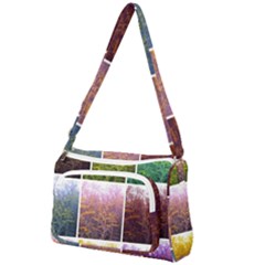 Goldenrod Collage Front Pocket Crossbody Bag by okhismakingart