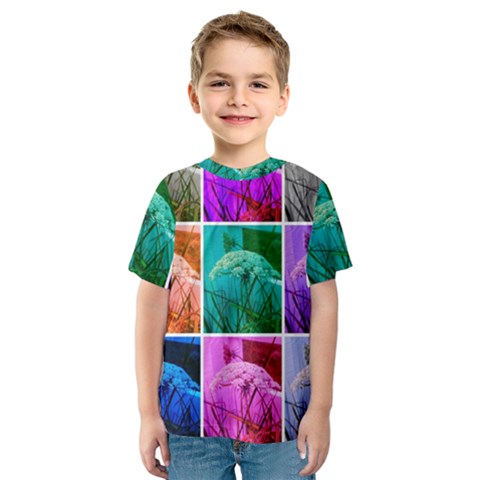 Color Block Queen Annes Lace Collage Kids  Sport Mesh Tee by okhismakingart