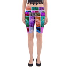 Color Block Queen Annes Lace Collage Yoga Cropped Leggings by okhismakingart