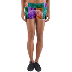 Color Block Queen Annes Lace Collage Yoga Shorts by okhismakingart