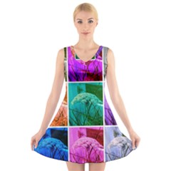 Color Block Queen Annes Lace Collage V-neck Sleeveless Dress by okhismakingart