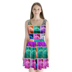 Color Block Queen Annes Lace Collage Split Back Mini Dress  by okhismakingart