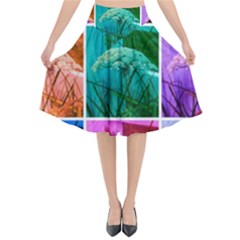 Color Block Queen Annes Lace Collage Flared Midi Skirt by okhismakingart