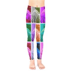 Color Block Queen Annes Lace Collage Kids  Legging by okhismakingart