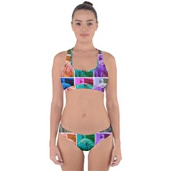 Color Block Queen Annes Lace Collage Cross Back Hipster Bikini Set by okhismakingart