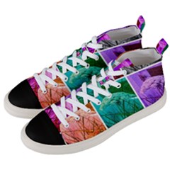 Color Block Queen Annes Lace Collage Men s Mid-top Canvas Sneakers by okhismakingart