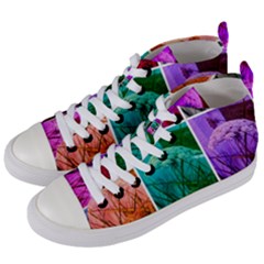 Color Block Queen Annes Lace Collage Women s Mid-top Canvas Sneakers by okhismakingart