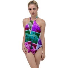 Color Block Queen Annes Lace Collage Go With The Flow One Piece Swimsuit by okhismakingart