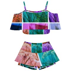 Color Block Queen Annes Lace Collage Kids  Off Shoulder Skirt Bikini by okhismakingart