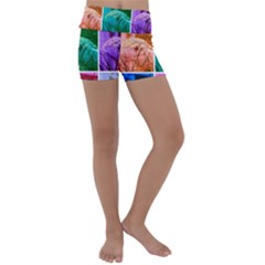 Color Block Queen Annes Lace Collage Kids  Lightweight Velour Yoga Shorts by okhismakingart